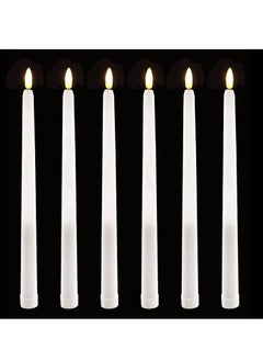 اشتري LED Taper Candles with Remote, 6 Pcs 28cm Long LED Flameless Flickering Window Candles Battery Operated White Candle for for Home, Restaurant, Wedding في الامارات