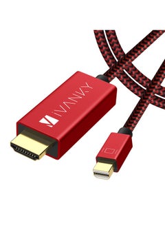 Buy Mini Displayport To Hdmi Cable 6.6Ft Nylon Braided [Optimal Chip Solution Aluminum Shell] Mini Dp To Hdmi Cable For Macbook Air Pro Surface Pro Dock Monitor Projector More Red in Saudi Arabia