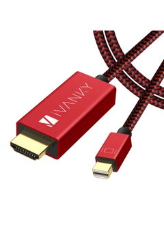 اشتري Mini Displayport To Hdmi Cable 6.6Ft Nylon Braided [Optimal Chip Solution Aluminum Shell] Mini Dp To Hdmi Cable For Macbook Air Pro Surface Pro Dock Monitor Projector More Red في السعودية