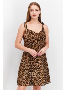 اشتري Women Animal Print Mini Dress, Brown/Black في الامارات