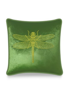 اشتري Green Velvet Cushion Cover Sketched Dragonfly Embroidery Decorative Pillowcase Modern Home Decor Throw Pillow for Sofa Chair 45x45 cm في الامارات