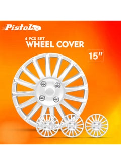 Buy 15 Inch  Automotive Hub Wheel Cap with Universal  Wheel Hubcaps Set of 4 Pcs Snap-On Rings Wheel Cover - Pistol WJ-5019-A-15 in Saudi Arabia
