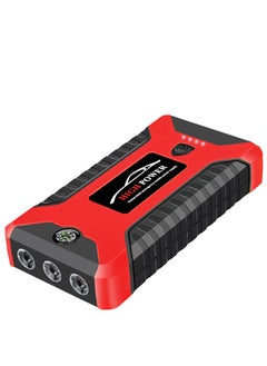 Buy 99800mAh 600A Car Jump Starter, Water Resistant Jump Starter Battery Portable with USB/DC 12V/LED Light Red in UAE