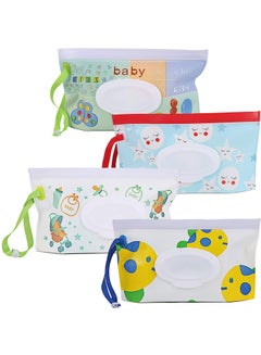 Buy 4 Pack Baby Wipes Container Reusable Portable Wet Wipe PouchWipe Dispenser Container Baby Travel Wet Wipe Holder in UAE