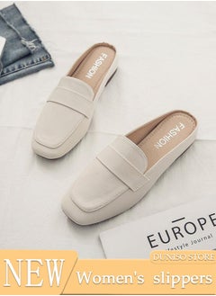 اشتري Women's Flat Mules Closed Toe Sandals Fashion Flats Square Toe Slip Comfortable Women Slippers Backless Slip On Loafer Shoes for Indoor & Outdoor في السعودية