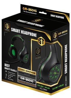 Buy GM-3501g Standard Gaming Headphones (3.5mm) Surround Sound - Flexible Unbreakable Volume Control Microphone Surround Sound 1-Jack to 2-Jack Adapter for Computer Use (Gift) in Egypt