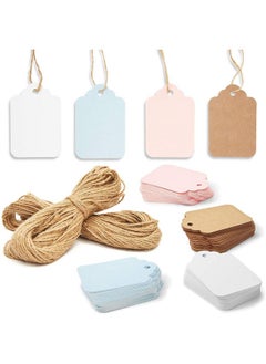 اشتري Paper Gift Tags With Jute String For Baby Showers And Birthday Parties (4 Colors 240 Pack) في السعودية