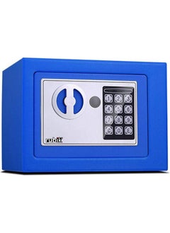 اشتري Rubik Mini Electronic Digital Security Safe Deposit Box With Electronic Keypad Lock and Physical Key For Home Office Hotel Jewelry Passport Watches Cash Storage (Blue) في الامارات