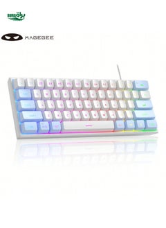 اشتري Magegee TS91 60 ٪ لوحة مفاتيح سلكية مضغوطة 61 مفاتيح RGB الإضاءة الخلفية الصغيرة محمولة غشاء كمبيوتر مفتاح متوافق مع Windows PC Laptop Gamer - Blue White في السعودية