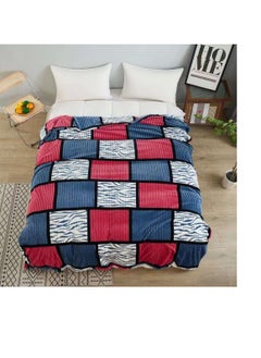 اشتري Super Comfortable Soft Mink Feel Blanket Velvet Stripes Pattern Throw Blanket on Sofa/Bed/Travel Breathable في الامارات