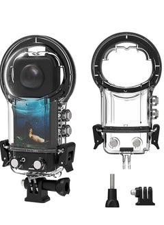 اشتري Waterproof Housing Case for Insta360 X3 Action Case, Double Lock Dive Protective Housing Shell WIth Bracket Mount Accessories, 30M Underwater Diving Protection في السعودية