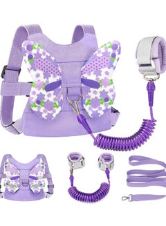 Buy Toddler Harness Leash + Anti Lost Wrist Link, Accmor Kids Butterfly Harnesses with Children Leashes, Cute Baby Leash Walking Assistant Wristband Strap Tether for Girls Outdoor (Purple) in UAE