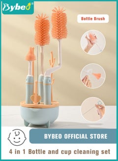 Buy 4 in 1 Silicone Baby Bottle Cleaning Brush Set with Stand, 360° Rotating Water Bottles Cleaner, Cup Gap Clean Brushes in UAE