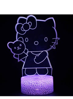 Buy 3D LED Night Light Table Desk Lamp 16 Color Optical Illusion Lights Hello Kitty 4 in UAE