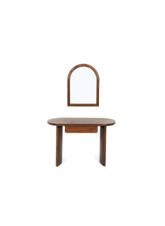 اشتري Catania Vanity Table With Mirror And 1 Drawer Acacia Wood - Brown في الامارات