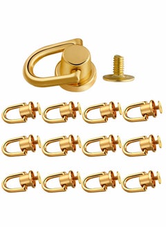 Buy 12 Pieces D Ring Stud Screw Ball Post Head Buttons with D Ring and Stud Screw, Metal Ring for Wallet Strap Shoes Decoration and DIY Leather Accessories Pets Crafts (Gold) in Saudi Arabia