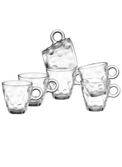 Buy Saudi espresso and coffee cups set, multi-use, 6 pieces, made of clear glass in Saudi Arabia