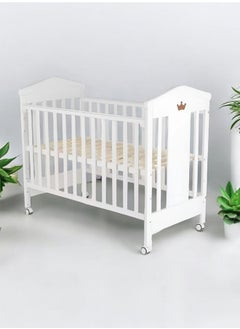 اشتري Wooden Babies Bed With Elegant Design With 3 Heights And Mosquito Net High Quality Wood 0 To 4 Years 120 x 60 Cm في السعودية