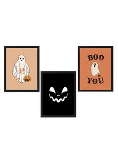 Buy set of 3, Halloween Spooky Ghost Framed Poster 30x40cm - Spooky Halloween Wall Art Decor for Kids' Rooms, Home, Nursery, or Party -  Halloween Decoration Gift in UAE