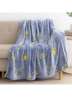 Buy Kids Glow in The Dark Blanket Soft Throw All Seasons for Couch Sofa Bed 150 x 120cm in UAE