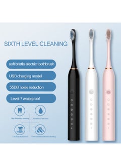 اشتري Super Whitening Sonic Electric Toothbrush 4 Brush Heads and Usb Rechargeable Ultrasonic Toothbrush 420000 Vpm Electric Motor and Travel Case 6 Smart Modes في السعودية