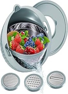 Buy Save Time and Effort 4 in 1 Vegetable Fruit and Vegetable Washing Plate with Strainer and 3 Direct Flip Handle Sturdy Construction Stainless Steel Product Name: | From Generic in Egypt