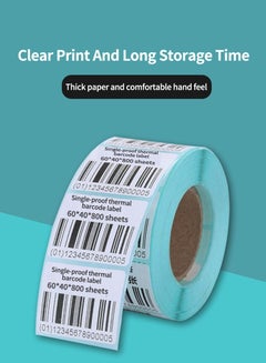 Buy Three-proof Thermal Label Paper Barcode Printer Sticker 60*40*800 Sheets in UAE