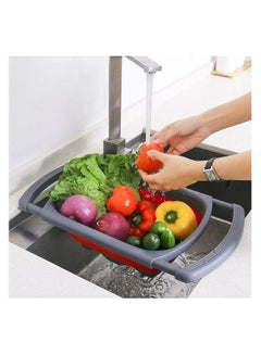 اشتري Vegetable Washing Sink Basket Strainer Red/Grey 39 x 26.5centimeter في مصر