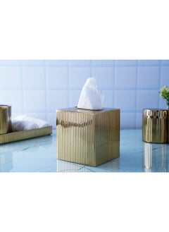 Buy Ambrose Tissue Box Cover 12.5x12.5x14cm-gold in UAE