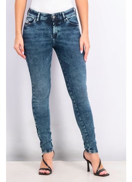 Buy Women Super Skinny Regular Waist Stretchable Denim Jeans, Navy in Saudi Arabia