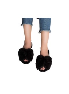 Buy black fur slipper bow style 36/37 in Egypt