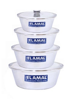 Buy Elamal Aluminum Pots Set Conical Consisting of 4 Pots Egyptian Industry Size 16cm / 18cm / 20cm / 22cm in Saudi Arabia