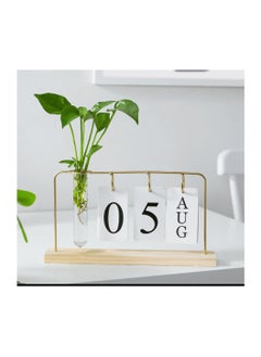 اشتري Creative Glass Vase Hydroponic Plant Desktop Calendar Ornament Gold في السعودية