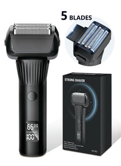 Buy Electric Shavers for Bald Men, Face Trimmer, Mens Shaving Machine Wet Dry Men's Razors Cordless Rechargeable,2-Speed 5-Blade LED Display in Saudi Arabia