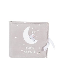 Buy Cute And Beautiful Neutral Grey Suede Baby Shower Photo Album 80 Spaces For 4X6 Photos ; White Moon And Stars in UAE