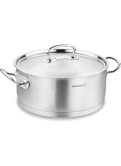 Buy Stainless Steel Low Casserole Saute Pot Stockpot With Lid And Handles Silver 7.5 Quart Silver A1171 in Saudi Arabia