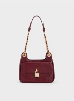 Buy Charles & Keith Suki Crinkle Effect Padlock Shoulder Bag Handbag Crossbody in Saudi Arabia