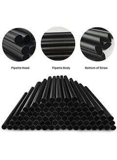 اشتري [50 PCS] Disposable Black Straw 8mm Straight Single Wrapped Jumbo Smoothie Straws Extra Wide Boba Bubble Tea Drinking Straws Black في الامارات