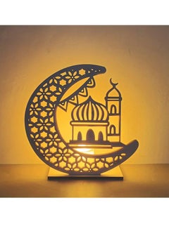 اشتري Ramadan Kareem Ornament, Eid Crafts Night Light, 3D Wooden Moon Desktop Decor, Eid Ornaments Gift For Muslims, Home Decor, Room Scene Decor, Islamic Ramadan Mubarak Themed Party Decor with LED Candle في الامارات