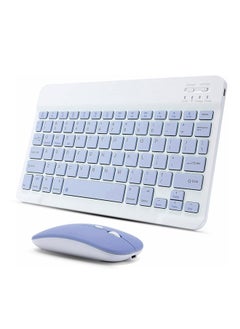 Buy Ultra-Slim Bluetooth Keyboard & Mouse Combo Rechargeable Portable Wireless Keyboard Mouse Set for Tablet iPhone iPad Computer PC Laptop- Lavender in UAE