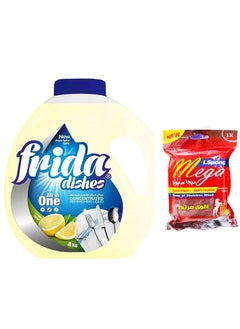 Buy Frida Dish Washing Lemon 4kg + Sponge Multi color in Egypt