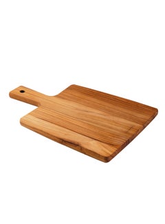 Buy Kitchen 34x23cm Teak Wood Rectangular Cutting Board with Handle with Mineral Oil Finish in UAE