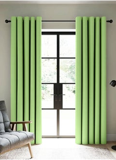 Buy Amali Blackout curtains 2 Panels for living room Decor or bedroom window, noise reduction and light blocking with 20 Grommets in 2 panels long 274cm and 127cm in width Green Curtains (Green) in UAE