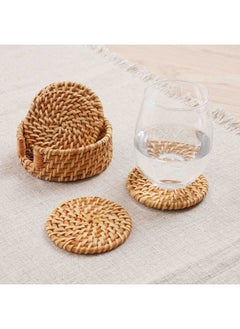 اشتري Natura Rattan 4-Piece Coaster Dia11X1cm - Natural في الامارات