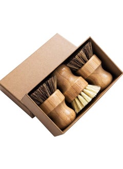 Buy 3 Packs Mini Dish Brush Natural Scrub Brush Durable Scrubber Cleaning Kit with Union Fiber and Tampico Fiber for Cleaning Pots, Pans and Vegetables in Saudi Arabia