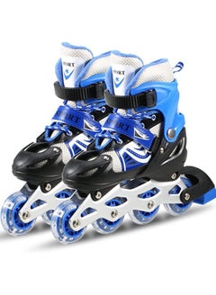 Buy Children Roller Skates Adjustable Inline Skating shoes Outdoor Roller Skates for Boys Girls blue small in Egypt
