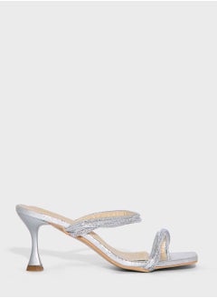 Buy Strappy Embellished Heeled Mule in UAE