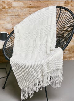 Buy Cream Knitted Blanket 127*152Cm in UAE