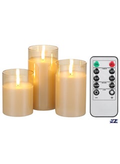 Buy 3PCS Flickering Flameless Candle Lights Kit – Dynamic & Constant Bright Lighting, 50% & 100% Dimmable, 4 Timer Settings, Battery Operated (2x AA), Indoor Use in UAE