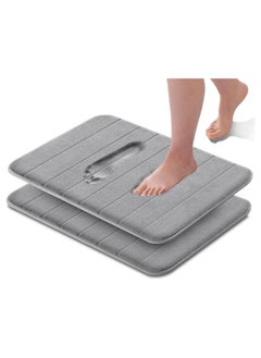 Buy Bath Mat 40x60cm (Pack of 2) Memory Foam Bath Mat Non Slip Soft Comfortable Bath Mat With Highly Absorbent Non Slip for Shower, Tub and Floor, Non Slip in Saudi Arabia